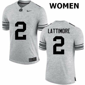 NCAA Ohio State Buckeyes Women's #2 Marshon Lattimore Gray Nike Football College Jersey HPY8245HT